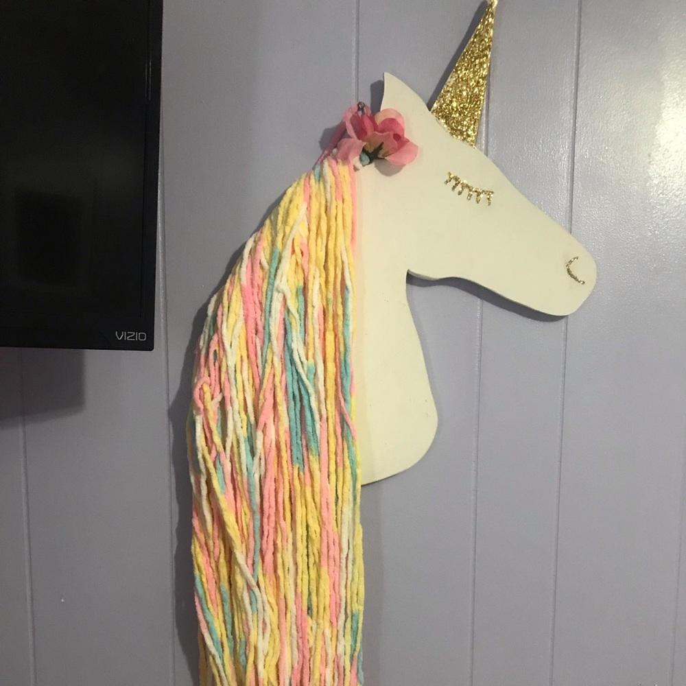 Wooden Glitter Unicorn Hairbow Holder